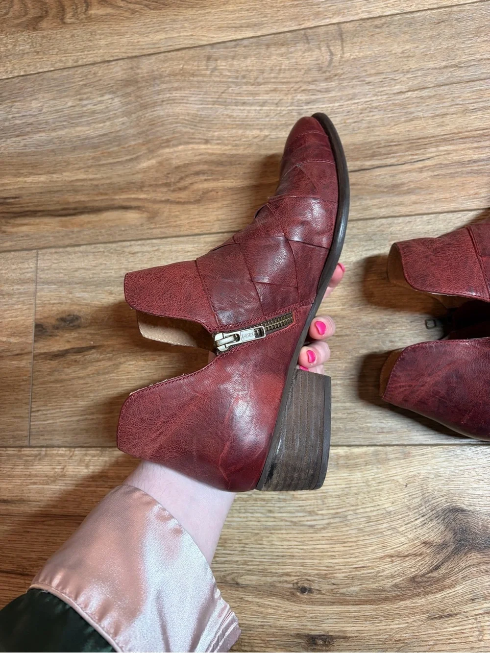 Anthropologie Seychelles Boho Deep Sea woven leather ankle booties in red